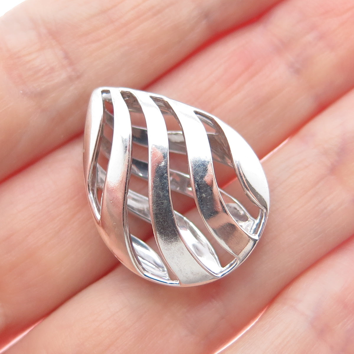 925 Sterling Silver Real Diamond Accent Teardrop Slide Charm Pendant