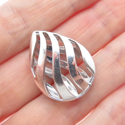 925 Sterling Silver Real Diamond Accent Teardrop Slide Charm Pendant