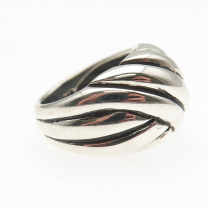 925 Sterling Silver Vintage Modernist Crisscross Oxidized Ring Size 7