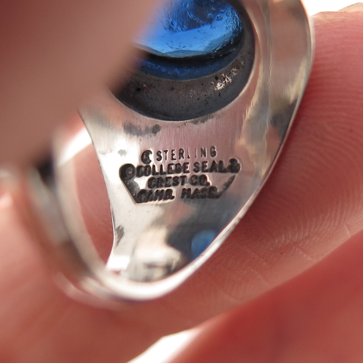College Seal & Crest 925 Sterling Antique Glass Wicomico High School Ring Size 5