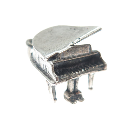 JEWELART 925 Sterling Silver Vintage Piano Oxidized Minimalist 3D Charm Pendant