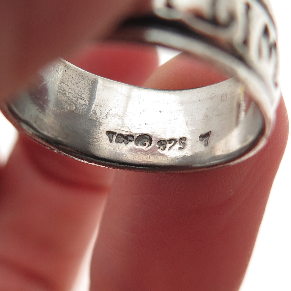 TOP 925 Sterling Silver Vintage With All My Heart Rotating Band Ring Size 7.25
