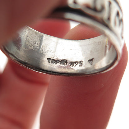 TOP 925 Sterling Silver Vintage With All My Heart Rotating Band Ring Size 7.25