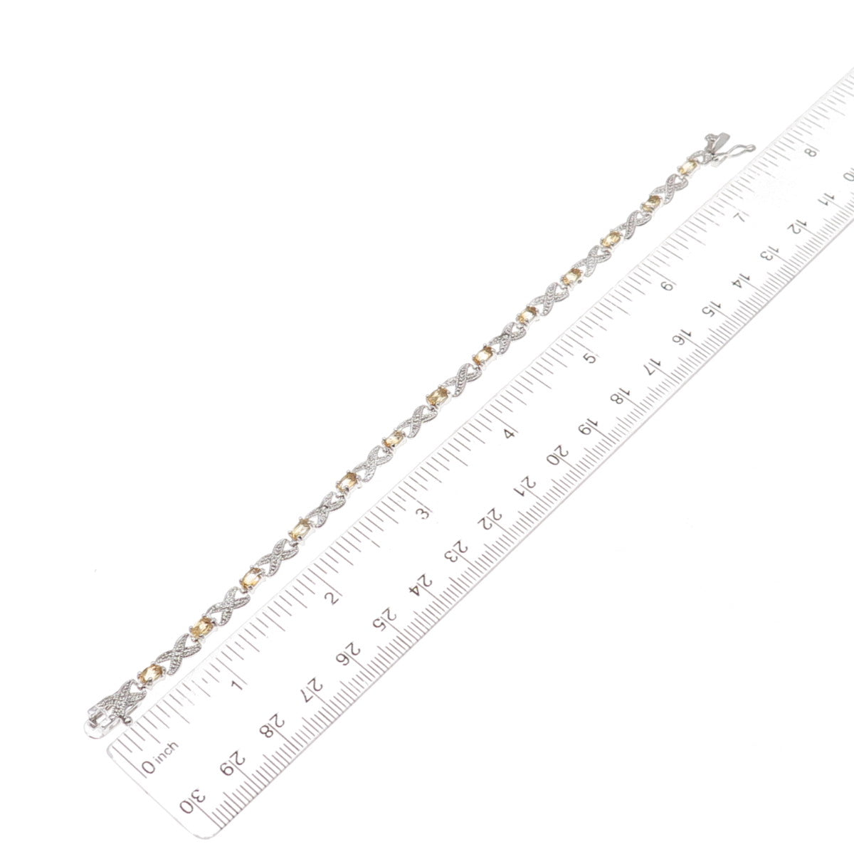 Dee Berkle 925 Sterling Silver Real Diamond Accent & Citrine Bracelet 7.25"