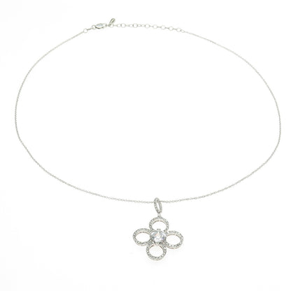 925 Sterling Silver Italy Pave C Z Cross Pendant Rolo Chain Necklace 18"