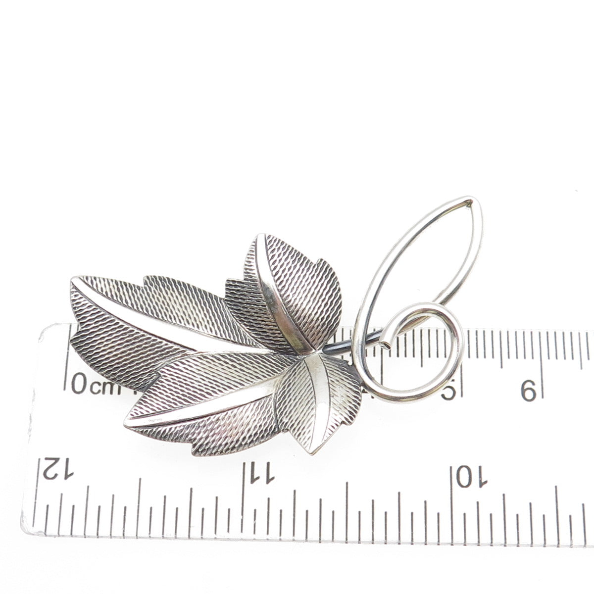 BEAU 925 Sterling Silver Vintage Floral Leaf Oxidized Pin Brooch