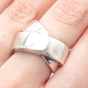 SILPADA Sterling Silver Vintage Modernist Crisscrossed Oxidized Ring Size 7.5