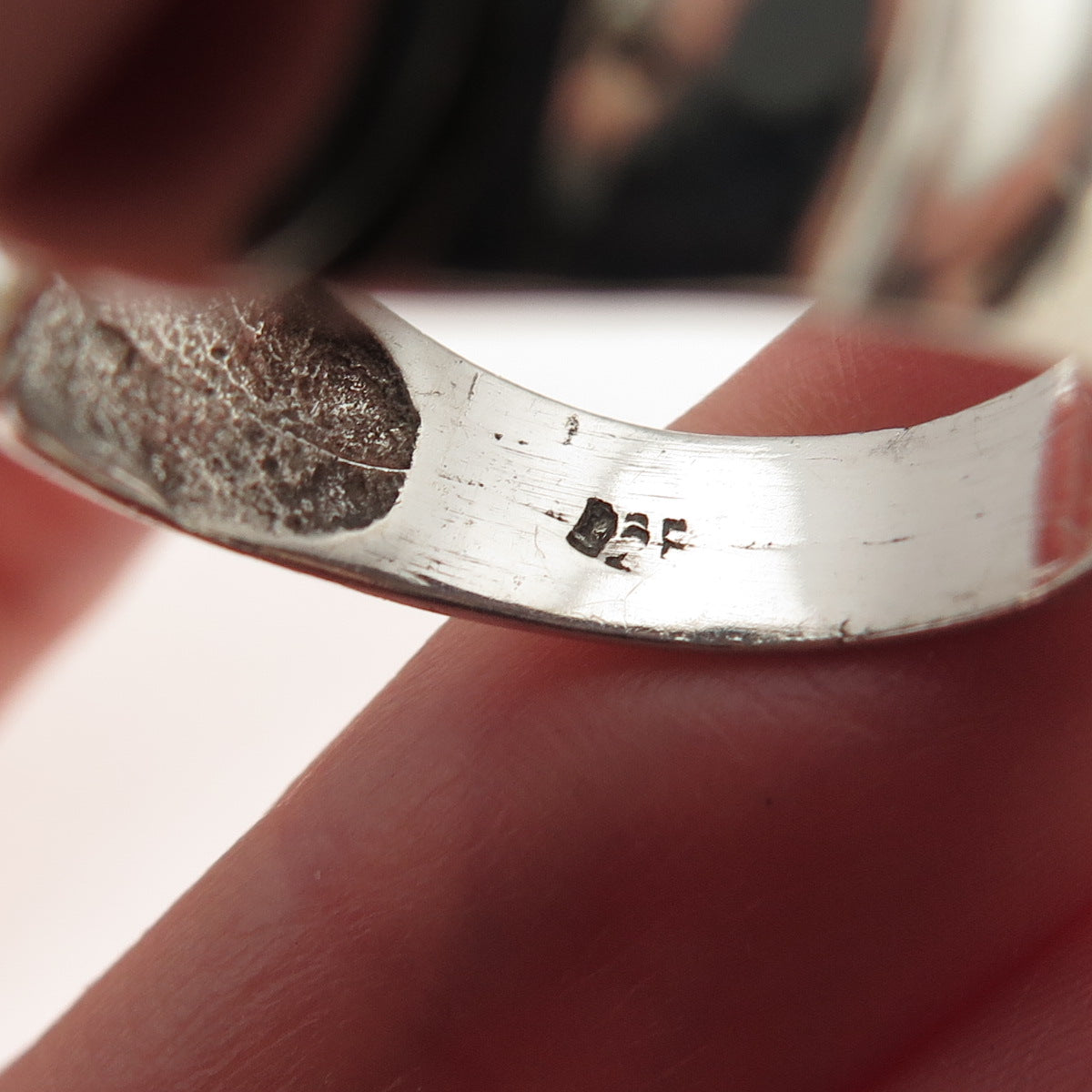 925 Sterling Silver Vintage Yin Yang Modernist Oxidized Ring Size 9.25