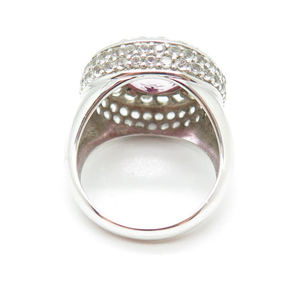 HAROLD TRUJILLO 925 Sterling Lab-Created Pink Sapphire Real Topaz Ring Size 8.25