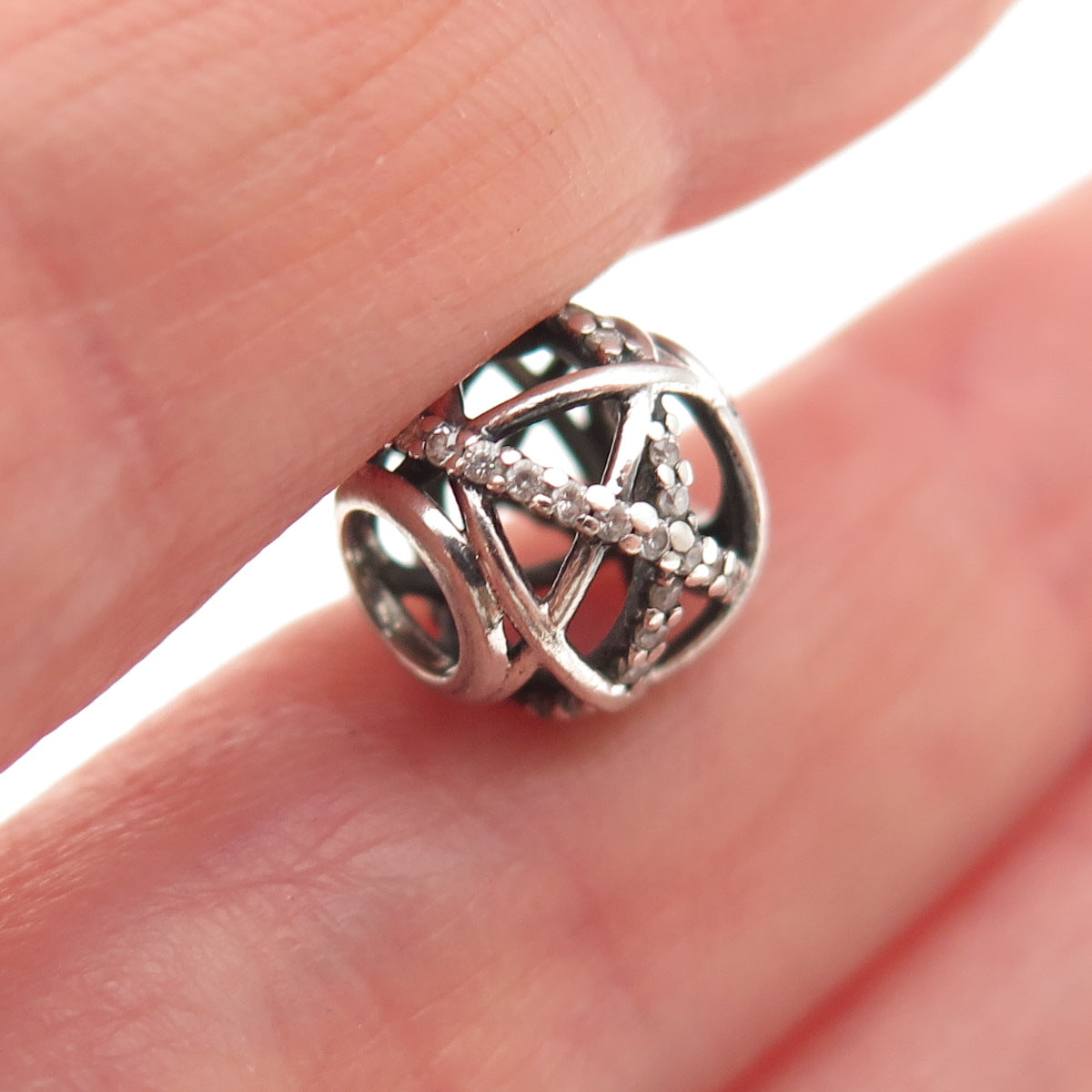 PANDORA 925 Sterling Silver C Z Sparkling Galaxy Slide Bead Charm
