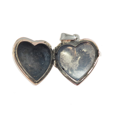 925 Sterling Silver Vintage Engraved Floral Heart Locket Mini Charm Pendant