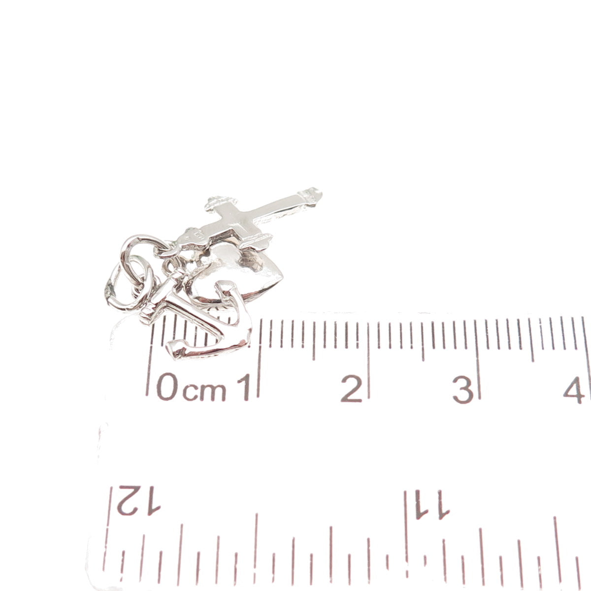 925 Sterling Silver Vintage Heart Cross Anchor Mini Charm Pendant
