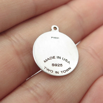 925 Sterling Silver USA Two In Town Spider Charm Pendant