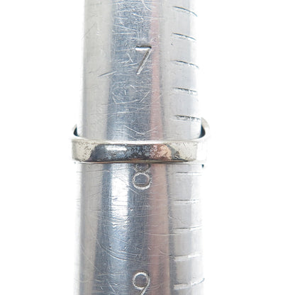 925 Sterling Silver Vintage Modernist Ribbed Dome Oxidized Ring Size 8