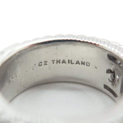 JUDUTH RIPKA 925 Sterling Silver Baguette-Cut C Z Half Eternity Ring Size 5
