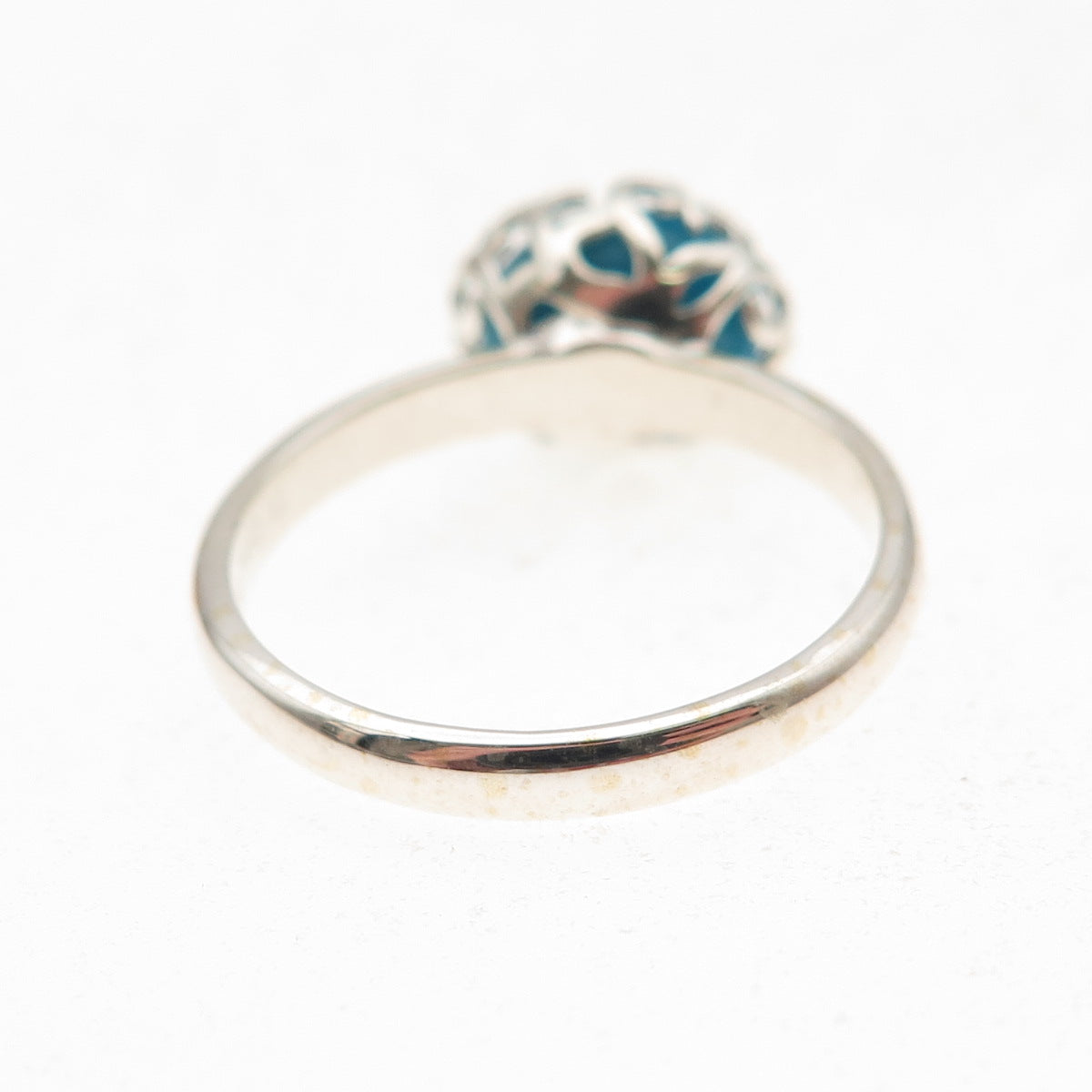 Tehya Oyama 925 Sterling Silver Real Bisbee Turquoise Floral Ring Size 8