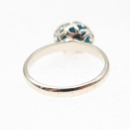 Tehya Oyama 925 Sterling Silver Real Bisbee Turquoise Floral Ring Size 8
