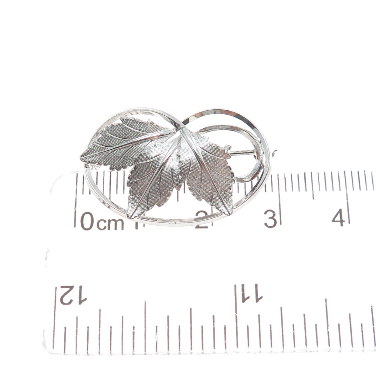 VD VAN DELL 925 Sterling Silver Vintage Leaf Pin Brooch