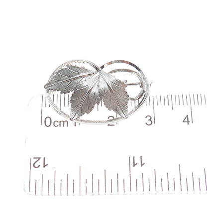 VD VAN DELL 925 Sterling Silver Vintage Leaf Pin Brooch