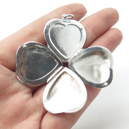 925 Sterling Silver Vintage Engraved Heart Locket Pendant