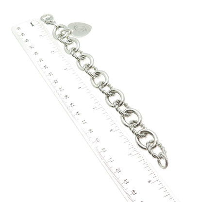 JUDITH RIPKA 925 Sterling Silver Italy C Z Letter "D" Heart Tag Bracelet 7"