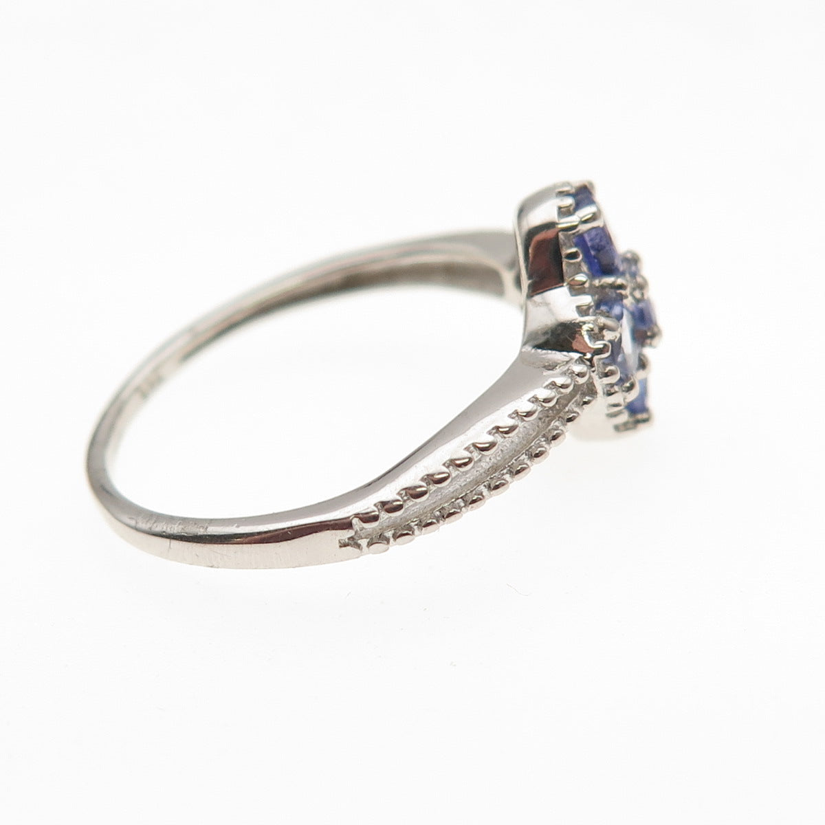 Chuck Clemency 925 Sterling Silver Real Iolite Floral Ring Size 7.25