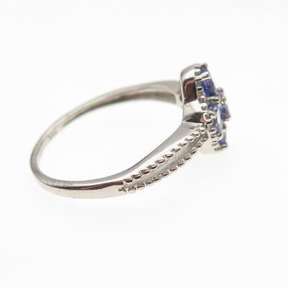 Chuck Clemency 925 Sterling Silver Real Iolite Floral Ring Size 7.25