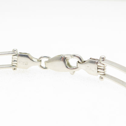 925 Sterling Silver 2-Tone Vintage Italy Multi-Bar Link Bracelet 6.75"