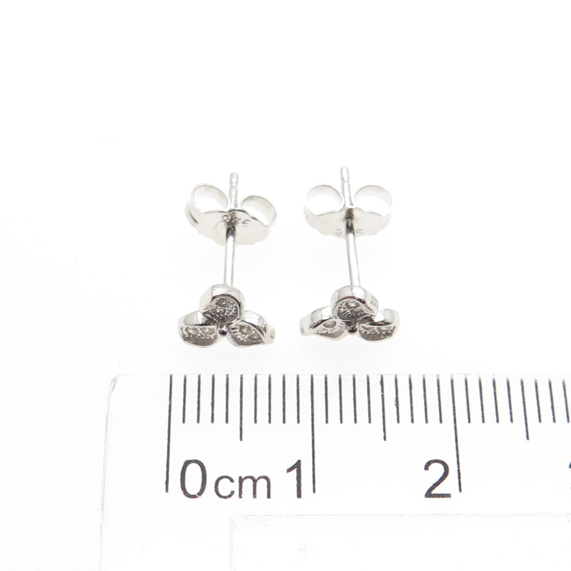 925 Sterling Silver Round-Cut C Z Flower Stud Earrings