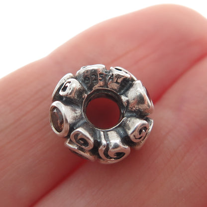 PANDORA 925 Sterling Silver Smoky C Z Spiral Bead Charm