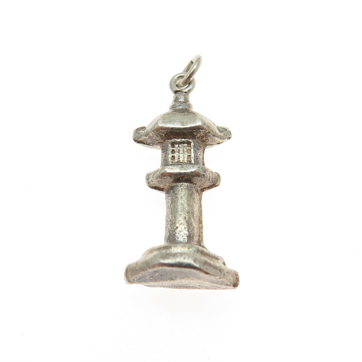 900 Silver Antique Japanese Pagoda Minimalist Charm Pendant