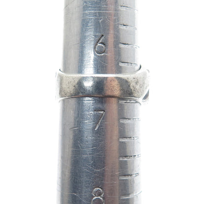 925 Sterling Silver 2-Tone Vintage Mexico Modernist Oxidized Ring Size 6.75