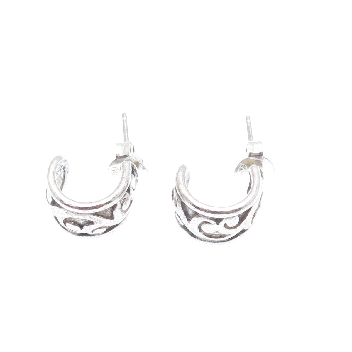 LOIS HILL 925 Sterling Silver Vintage Signature Scroll Hoop Earrings