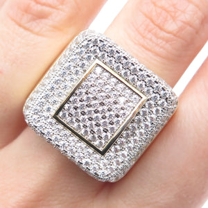 925 Sterling Silver Gold Plated Round-Cut Shaped C Z Sparkle Dome Ring Size 10.5