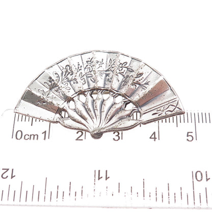 JewelArt 925 Sterling Silver Antique Art Deco Fan Oxidized Pin Brooch