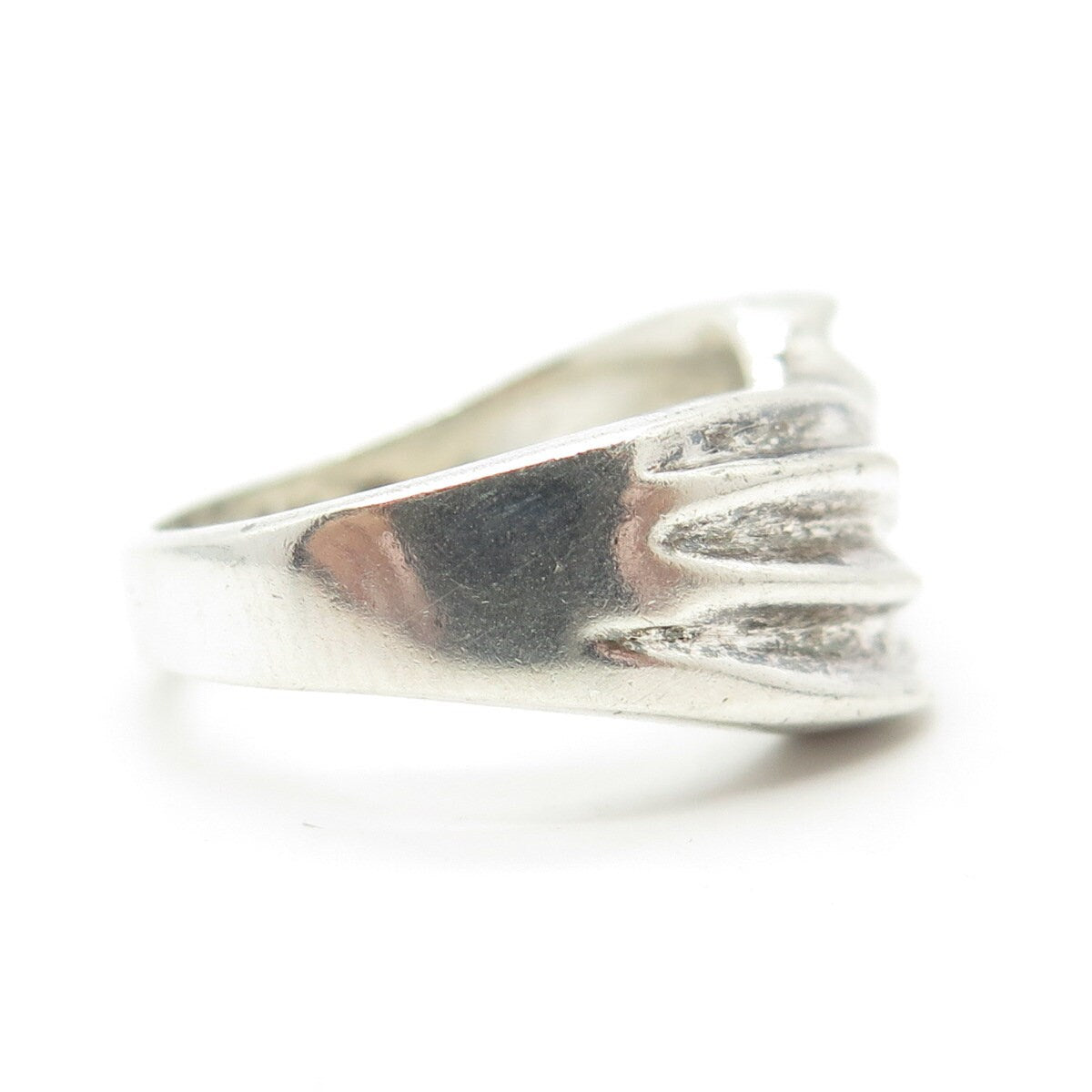 925 Sterling Silver Vintage Mexico Modernist Bypass Ring Size 6.5