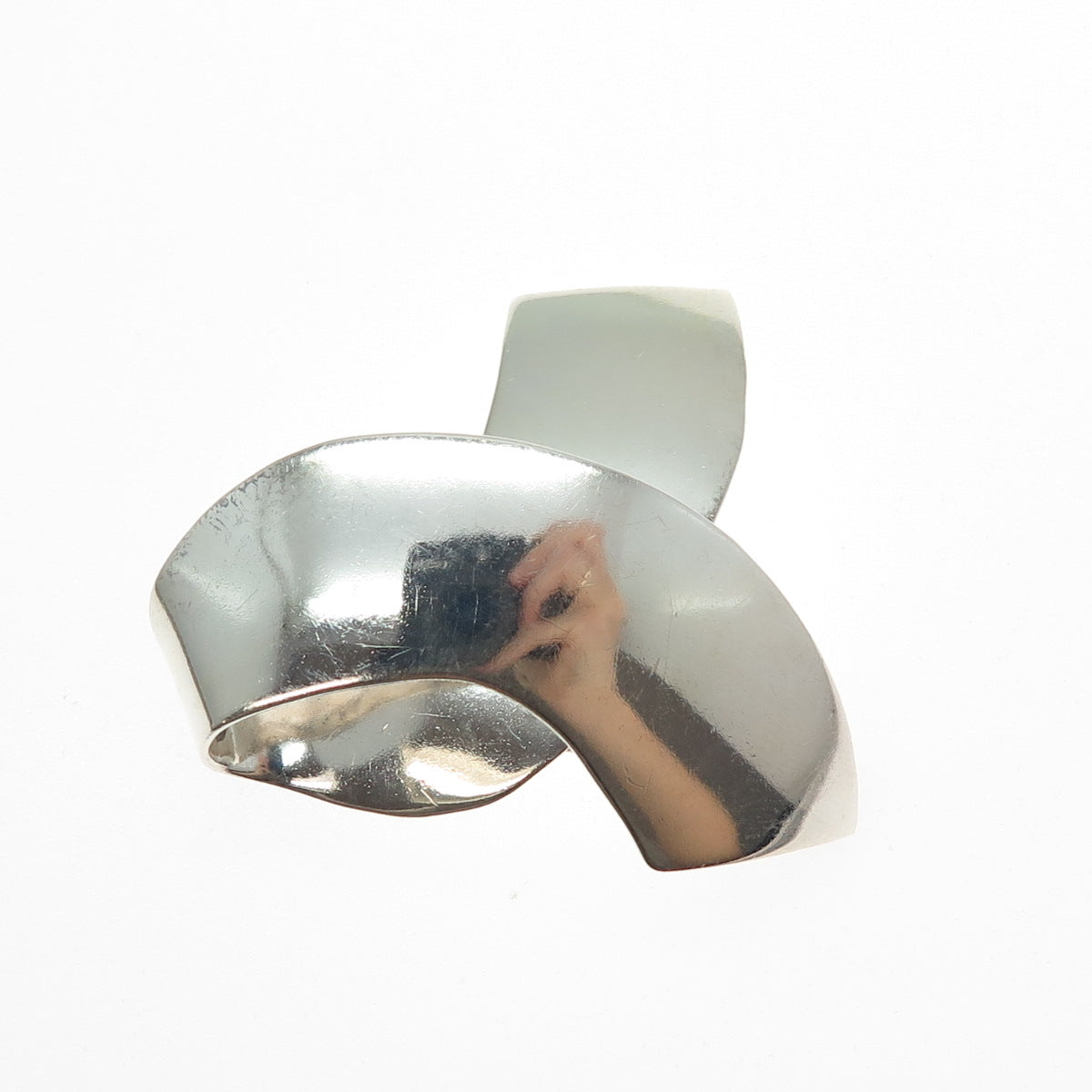 925 Sterling Silver Vintage Mexico Modernist Ribbon Pin Brooch