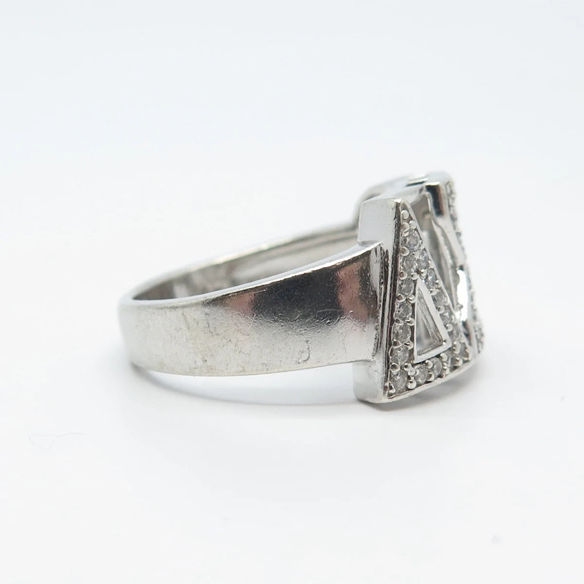 925 Sterling Silver Vintage Who Will Know Pave C Z Ring Size 9.25