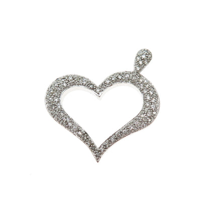 925 Sterling Silver Round-Cut C Z Heart Charm Pendant