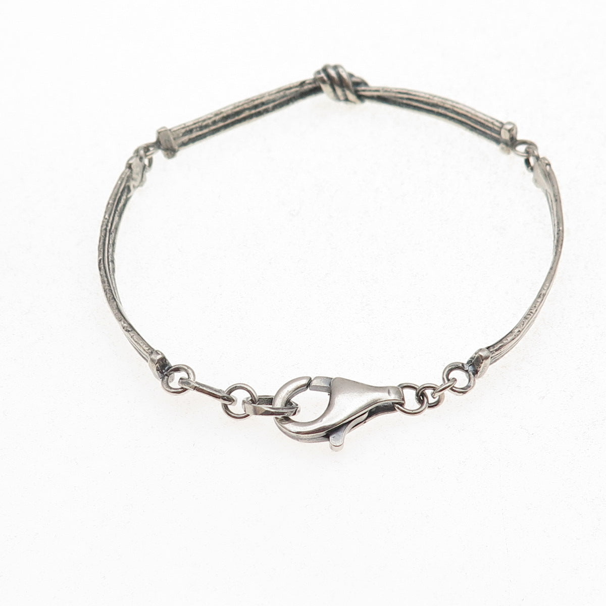 Silpada Sterling Silver Vintage Modernist Knot Oxidized Bar Link Bracelet 7.5"