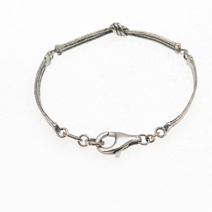 Silpada Sterling Silver Vintage Modernist Knot Oxidized Bar Link Bracelet 7.5"
