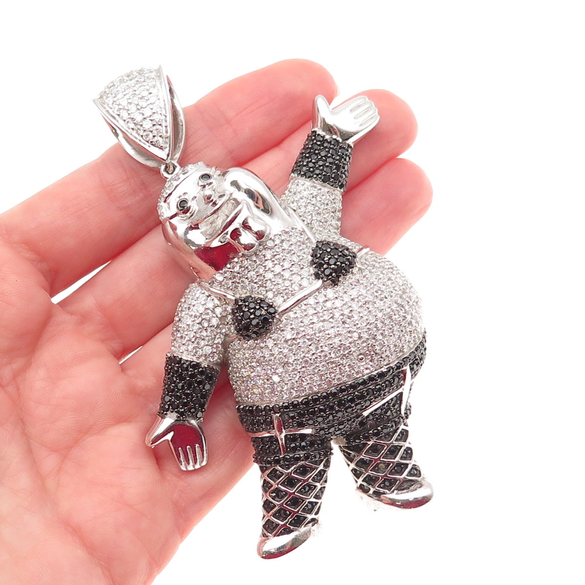 925 Sterling Black & White C Z Peter Griffin Family Guy Heavy 77.6g Pendant