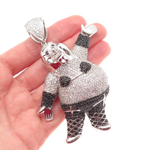 925 Sterling Black & White C Z Peter Griffin Family Guy Heavy 77.6g Pendant