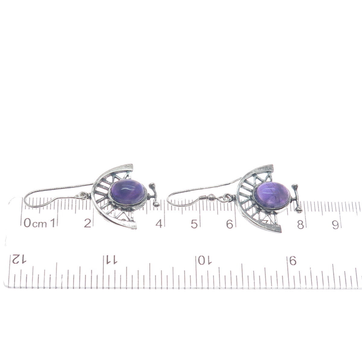 NIALL BRUTON Sterling Vintage Dublin 1999 Amethyst Modernist Oxidized Earrings
