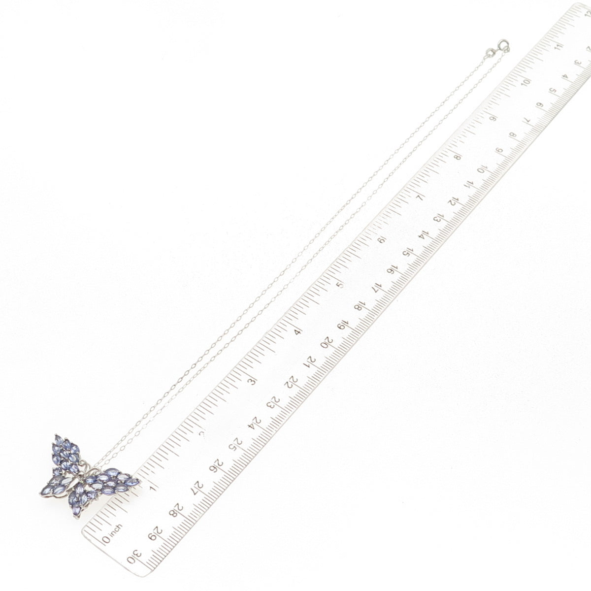 Chuck Clemency 925 Sterling Silver Real Tanzanite Butterfly Chain Necklace 20"