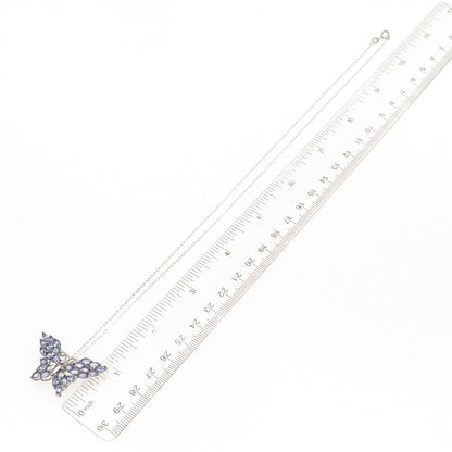 Chuck Clemency 925 Sterling Silver Real Tanzanite Butterfly Chain Necklace 20"