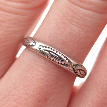 SHUBE 925 Sterling Silver Vintage Southwestern Oxidized Band Ring Size 7