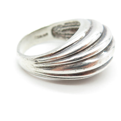 925 Sterling Silver Vintage PPK Modernist Ribbed Dome Ring Size 8.25