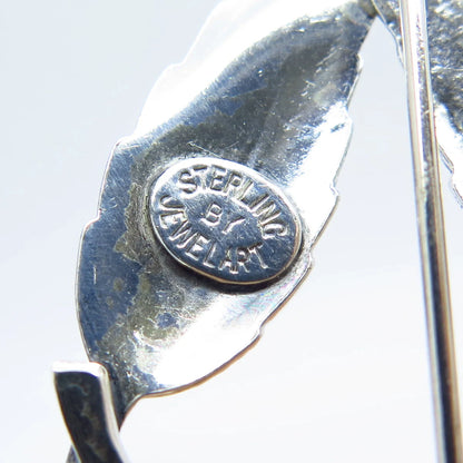 925 Sterling Silver Vintage Jewelart Leaf Pin Brooch
