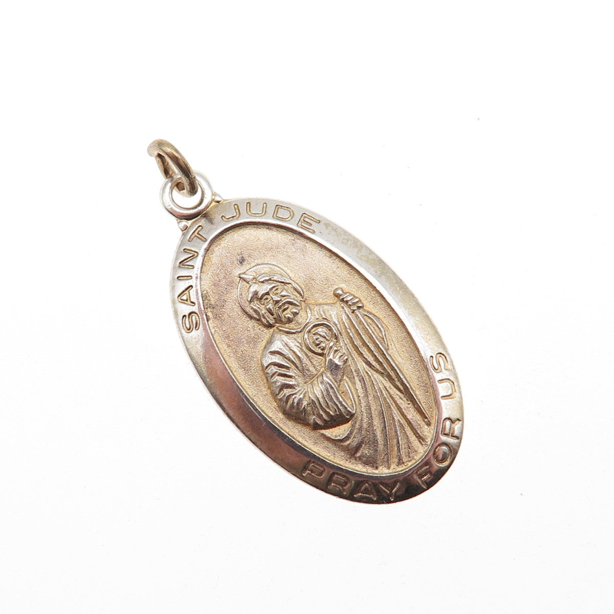 Chapel 925 Sterling Silver 2-Tone Vintage St. Jude Religious Charm Pendant